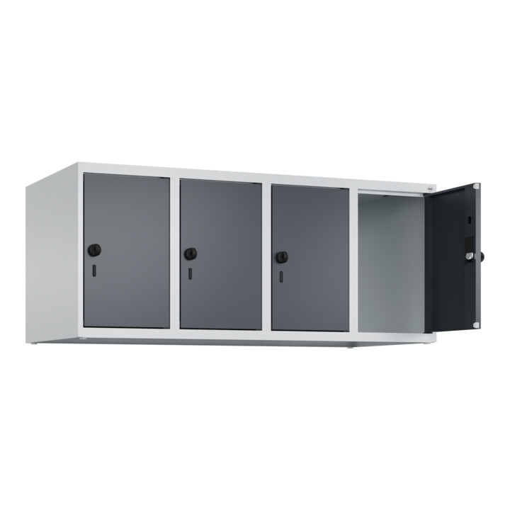 C+P Aufsatzschrank, 7035/7016 500x1200x500mm Verschluss Sicherheits-Drehriegel 4 Abteile
