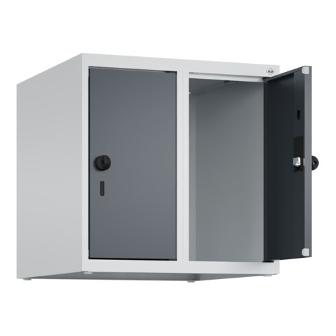 C+P Aufsatzschrank, 7035/7016 500x500x500mm Verschluss Sicherheits-Drehriegel 2 Abteile