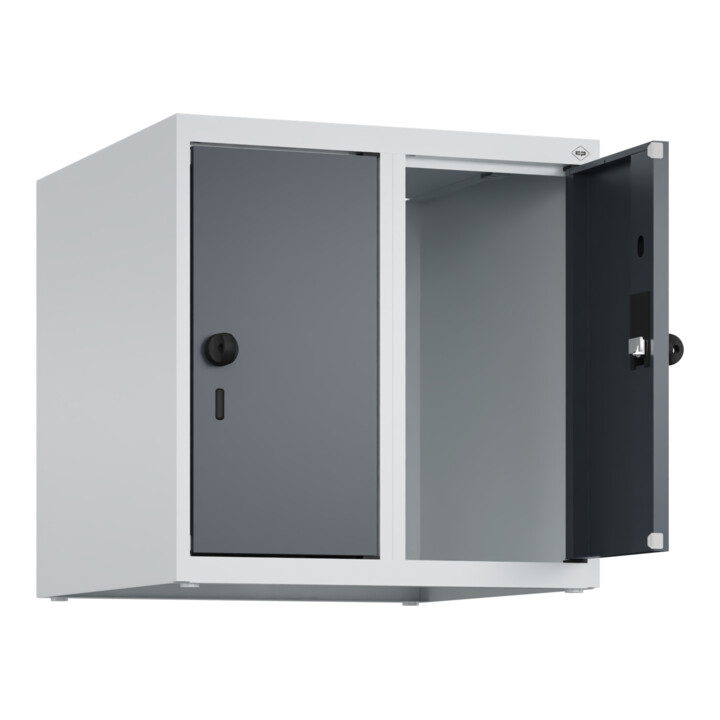 C+P Aufsatzschrank, 7035/7016 500x500x500mm Verschluss Sicherheits-Drehriegel 2 Abteile