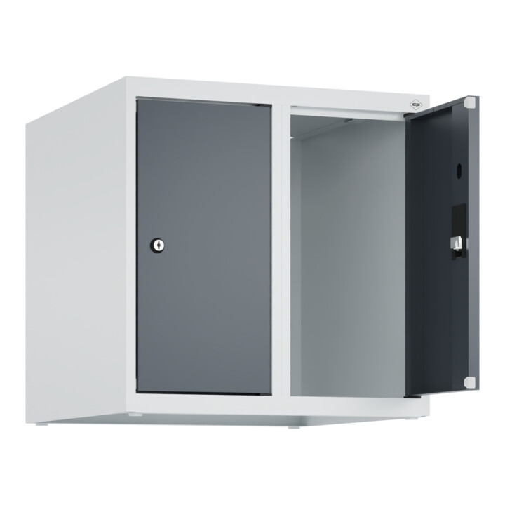 C+P Aufsatzschrank, 7035/7016 500x500x500mm Verschluss Zylinderschloss 2 Abteile