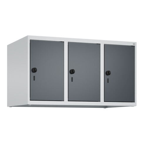C+P Aufsatzschrank, 7035/7016 500x900x500mm Verschluss Sicherheits-Drehriegel 3 Abteile