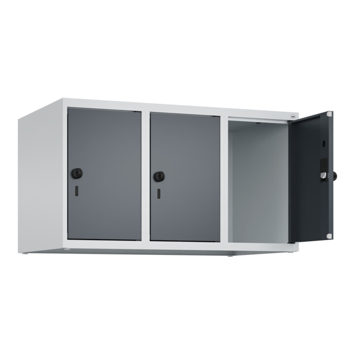 C+P Aufsatzschrank, 7035/7016 500x900x500mm Verschluss Sicherheits-Drehriegel 3 Abteile