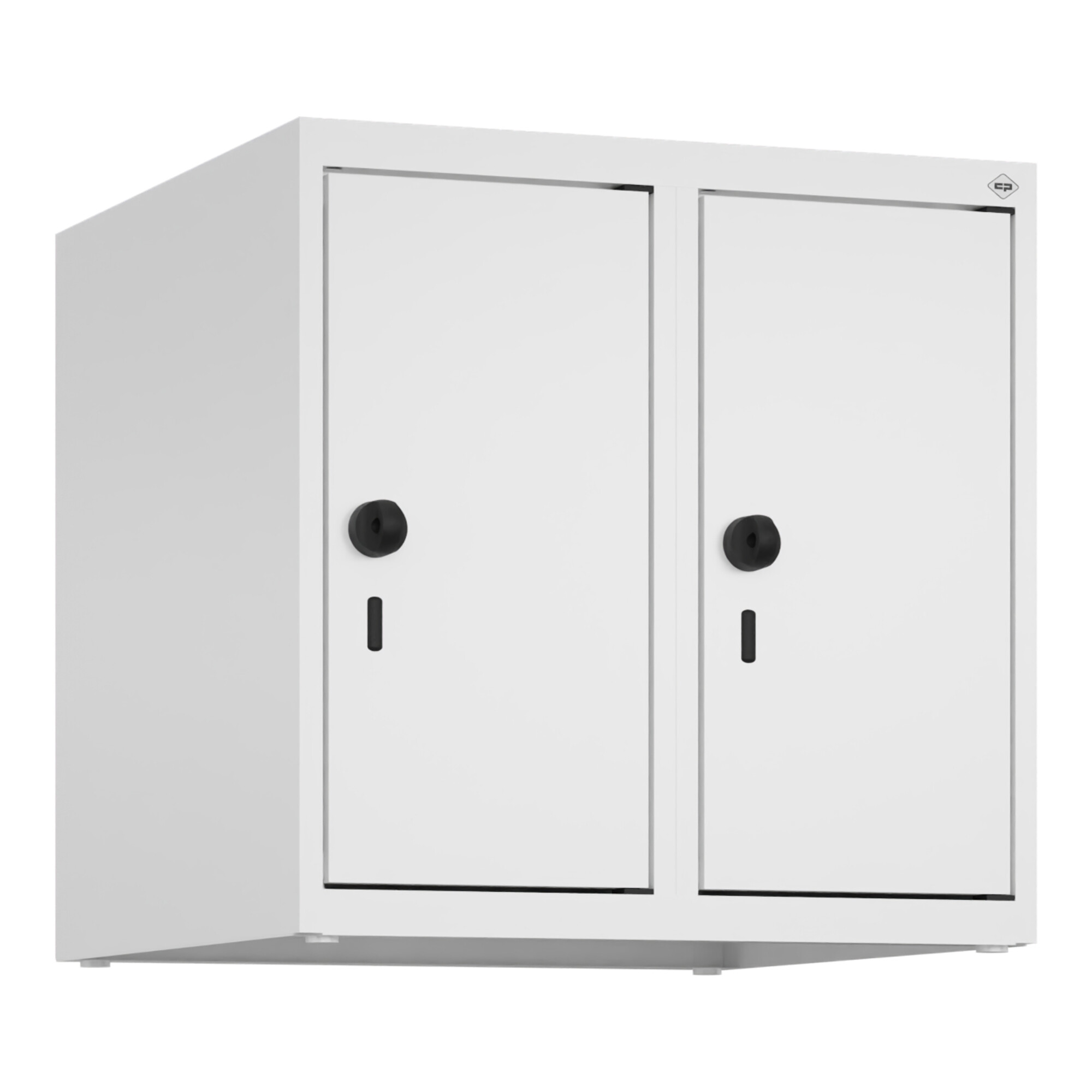 C+P Aufsatzschrank, 9016/9016 500x500x500mm Verschluss Sicherheits-Drehriegel 2 Abteile ; C + P Möbelsysteme