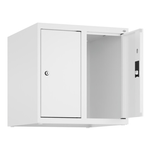 C+P Aufsatzschrank, 9016/9016 500x500x500mm Verschluss Zylinderschloss 2 Abteile
