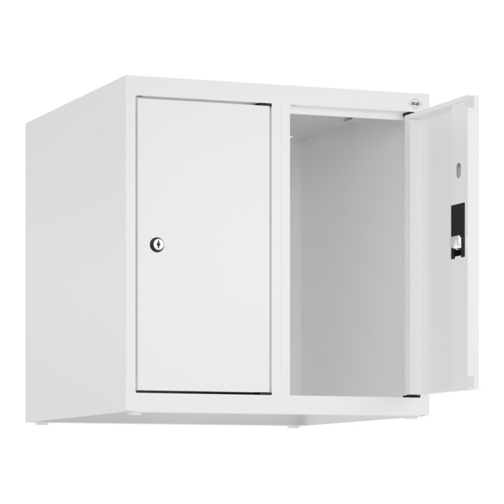 C+P Aufsatzschrank, 9016/9016 500x500x500mm Verschluss Zylinderschloss 2 Abteile