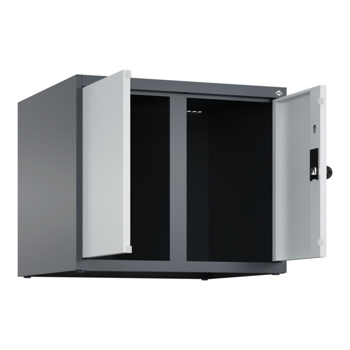 C+P Aufsatzschrank Classic PLUS, 2 Abteile, 500x600x500mm, 7016/7035 Verschluss Sicherheits-Drehriegel