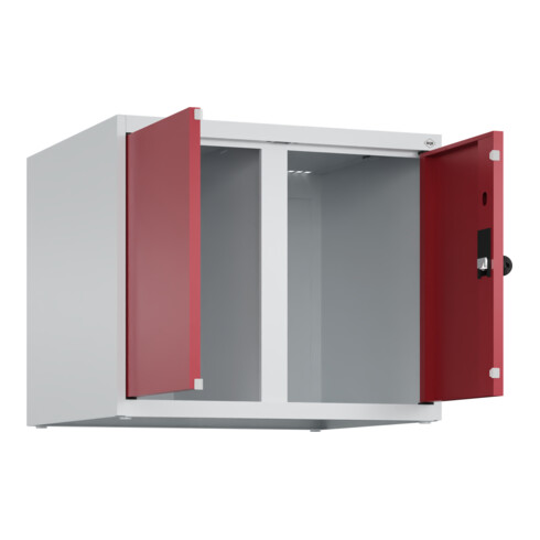 C+P Aufsatzschrank Classic PLUS, 2 Abteile, 500x600x500mm, 7035/3003 Verschluss Sicherheits-Drehriegel