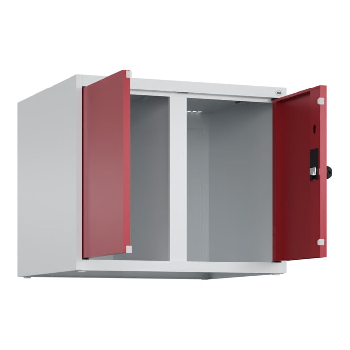 C+P Aufsatzschrank Classic PLUS, 2 Abteile, 500x600x500mm, 7035/3003 Verschluss Sicherheits-Drehriegel