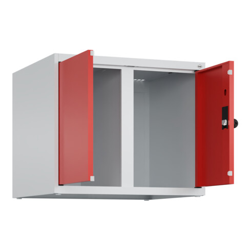 C+P Aufsatzschrank Classic PLUS, 2 Abteile, 500x600x500mm, 7035/3020 Verschluss Sicherheits-Drehriegel
