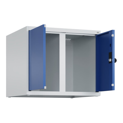 C+P Aufsatzschrank Classic PLUS, 2 Abteile, 500x600x500mm, 7035/5010 Verschluss Sicherheits-Drehriegel