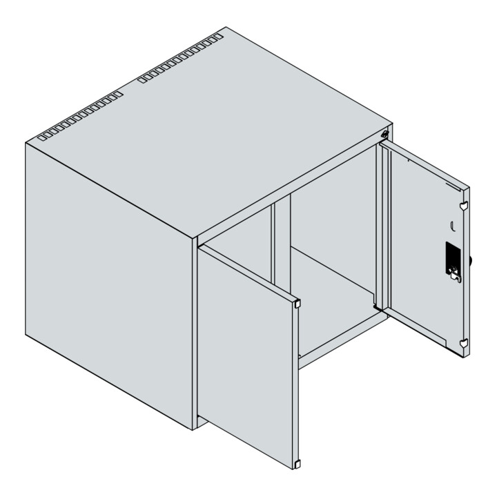 C+P Aufsatzschrank Classic PLUS, 2 Abteile, 500x600x500mm, 7035/5010 Verschluss Sicherheits-Drehriegel