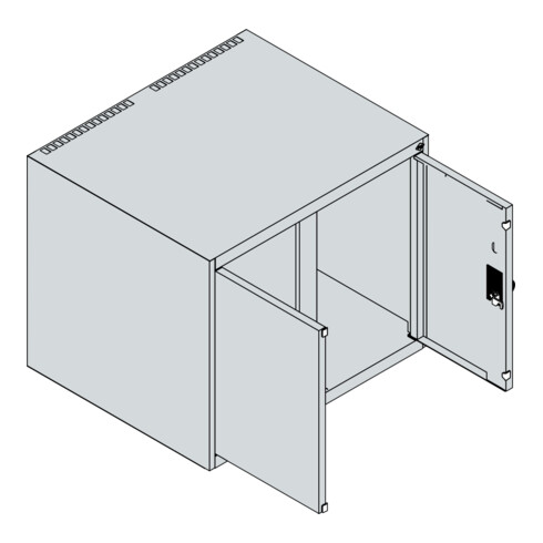C+P Aufsatzschrank Classic PLUS, 2 Abteile, 500x600x500mm, 7035/5012 Verschluss Sicherheits-Drehriegel