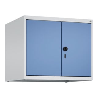 C+P Aufsatzschrank Classic PLUS, 2 Abteile, 500x600x500mm, 7035/5023 Verschluss Sicherheits-Drehriegel