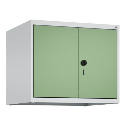 C+P Aufsatzschrank Classic PLUS, 2 Abteile, 500x600x500mm, 7035/6011 Verschluss Sicherheits-Drehriegel