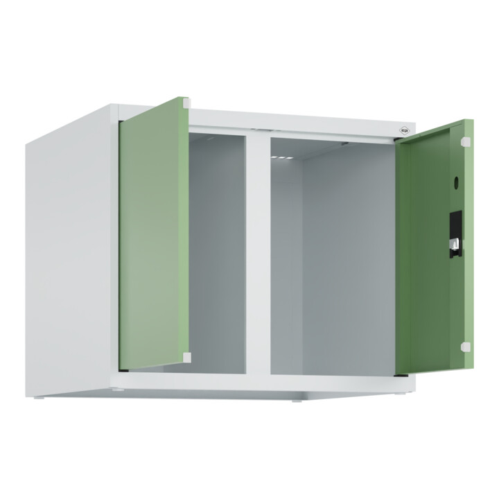 C+P Aufsatzschrank Classic PLUS, 2 Abteile, 500x600x500mm, 7035/6011 Verschluss Zylinderschloss