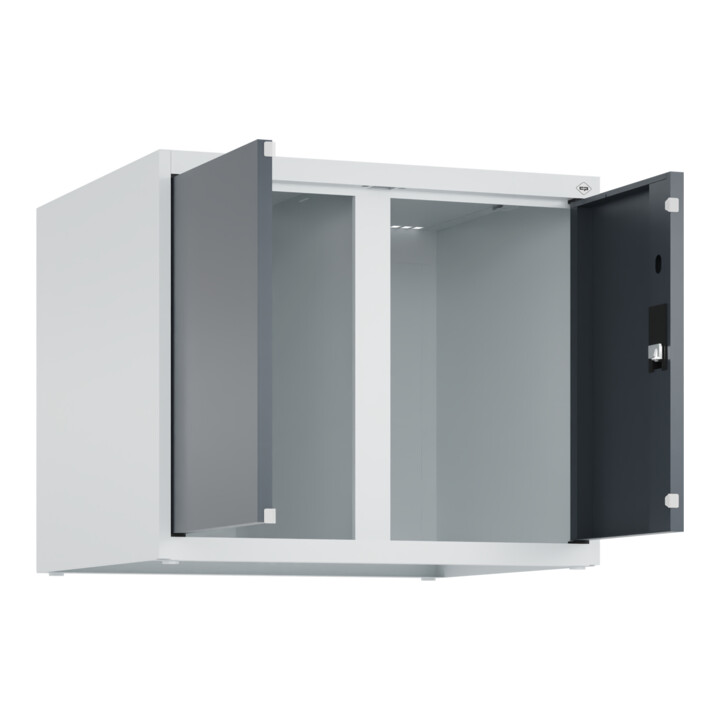 C+P Aufsatzschrank Classic PLUS, 2 Abteile, 500x600x500mm, 7035/7016 Verschluss Zylinderschloss