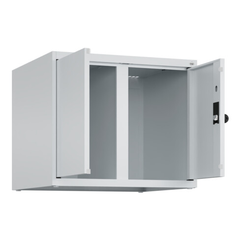 C+P Aufsatzschrank Classic PLUS, 2 Abteile, 500x600x500mm, 7035/7035 Verschluss Sicherheits-Drehriegel