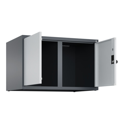 C+P Aufsatzschrank Classic PLUS, 2 Abteile, 500x800x500mm, 7016/7035 Verschluss Sicherheits-Drehriegel