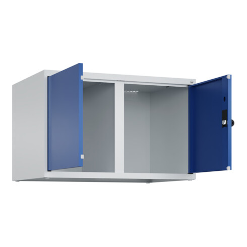 C+P Aufsatzschrank Classic PLUS, 2 Abteile, 500x800x500mm, 7035/5010 Verschluss Sicherheits-Drehriegel