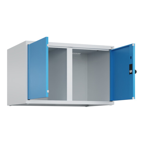 C+P Aufsatzschrank Classic PLUS, 2 Abteile, 500x800x500mm, 7035/5012 Verschluss Sicherheits-Drehriegel