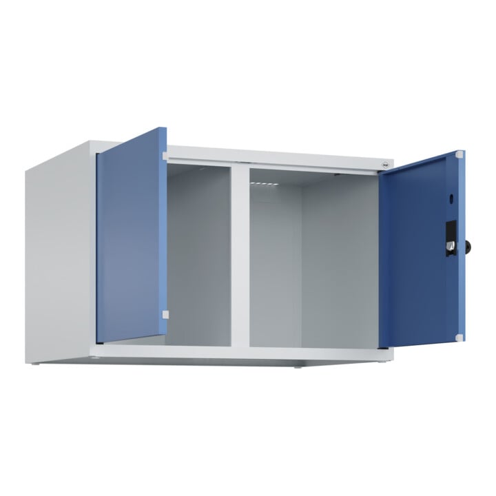 C+P Aufsatzschrank Classic PLUS, 2 Abteile, 500x800x500mm, 7035/5023 Verschluss Sicherheits-Drehriegel