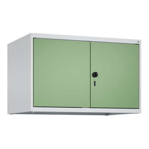 C+P Aufsatzschrank Classic PLUS, 2 Abteile, 500x800x500mm, 7035/6011 Verschluss Sicherheits-Drehriegel