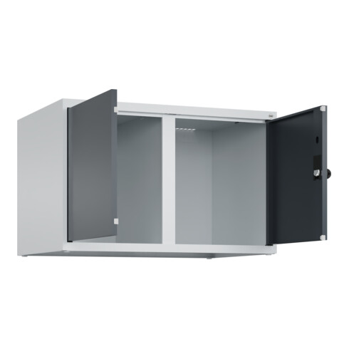 C+P Aufsatzschrank Classic PLUS, 2 Abteile, 500x800x500mm, 7035/7016 Verschluss Sicherheits-Drehriegel