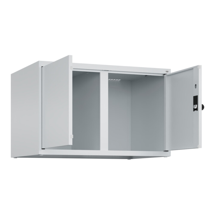 C+P Aufsatzschrank Classic PLUS, 2 Abteile, 500x800x500mm, 7035/7035 Verschluss Sicherheits-Drehriegel