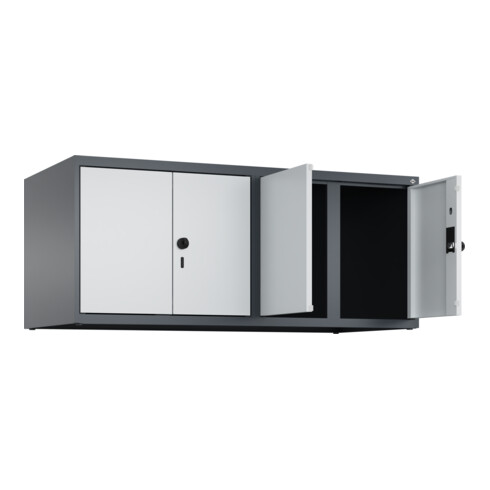 C+P Aufsatzschrank Classic PLUS, 4 Abteile, 500x1200x500mm, 7016/7035 Verschluss Sicherheits-Drehriegel