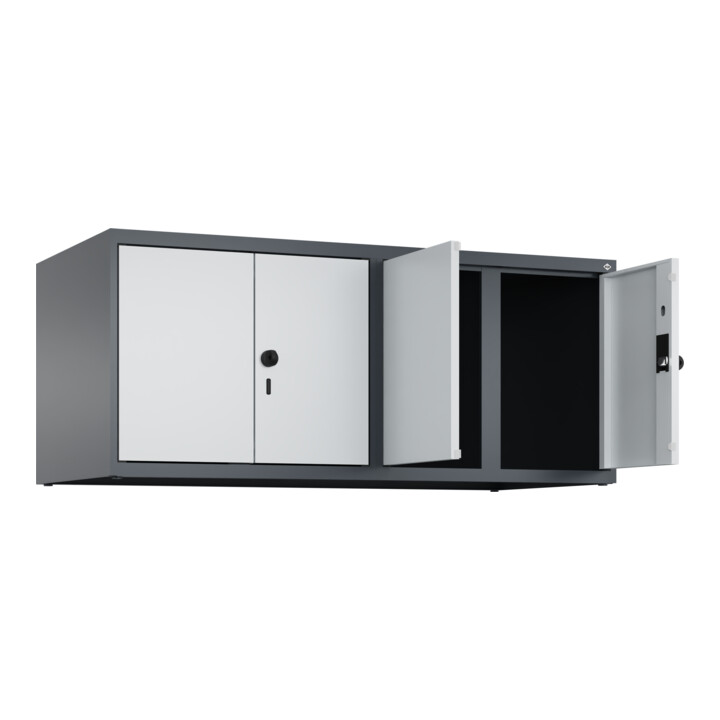 C+P Aufsatzschrank Classic PLUS, 4 Abteile, 500x1200x500mm, 7016/7035 Verschluss Sicherheits-Drehriegel