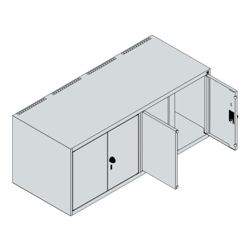 C+P Aufsatzschrank Classic PLUS, 4 Abteile, 500x1200x500mm, 7035/0024 Verschluss Zylinderschloss