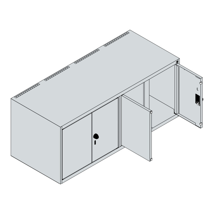 C+P Aufsatzschrank Classic PLUS, 4 Abteile, 500x1200x500mm, 7035/3003 Verschluss Sicherheits-Drehriegel