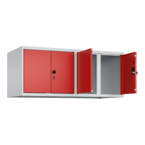 C+P Aufsatzschrank Classic PLUS, 4 Abteile, 500x1200x500mm, 7035/3020 Verschluss Sicherheits-Drehriegel