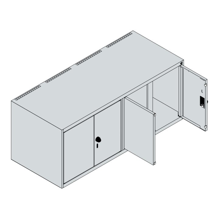 C+P Aufsatzschrank Classic PLUS, 4 Abteile, 500x1200x500mm, 7035/3020 Verschluss Zylinderschloss