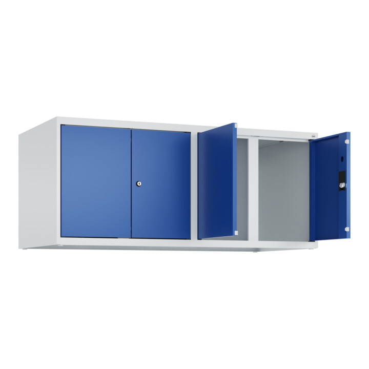 C+P Aufsatzschrank Classic PLUS, 4 Abteile, 500x1200x500mm, 7035/5010 Verschluss Zylinderschloss