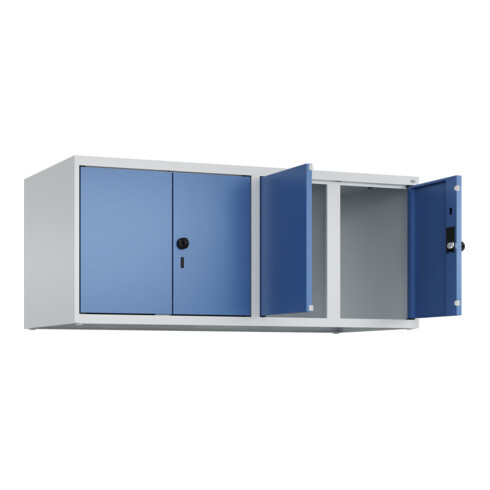 C+P Aufsatzschrank Classic PLUS, 4 Abteile, 500x1200x500mm, 7035/5023 Verschluss Sicherheits-Drehriegel