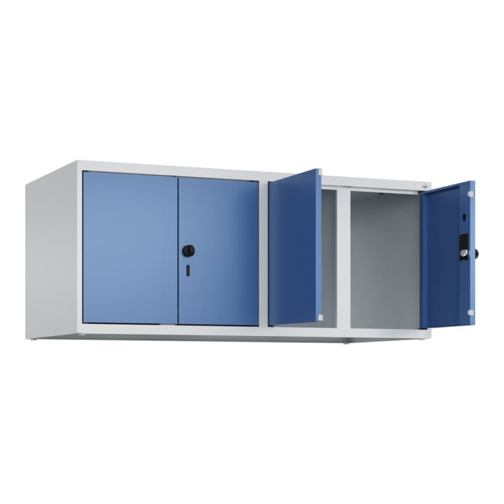 C+P Aufsatzschrank Classic PLUS, 4 Abteile, 500x1200x500mm, 7035/5023 Verschluss Sicherheits-Drehriegel