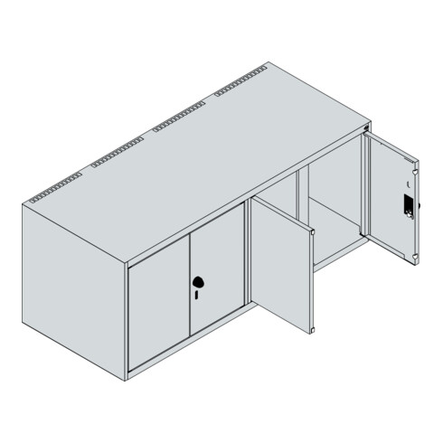 C+P Aufsatzschrank Classic PLUS, 4 Abteile, 500x1200x500mm, 7035/6011 Verschluss Sicherheits-Drehriegel