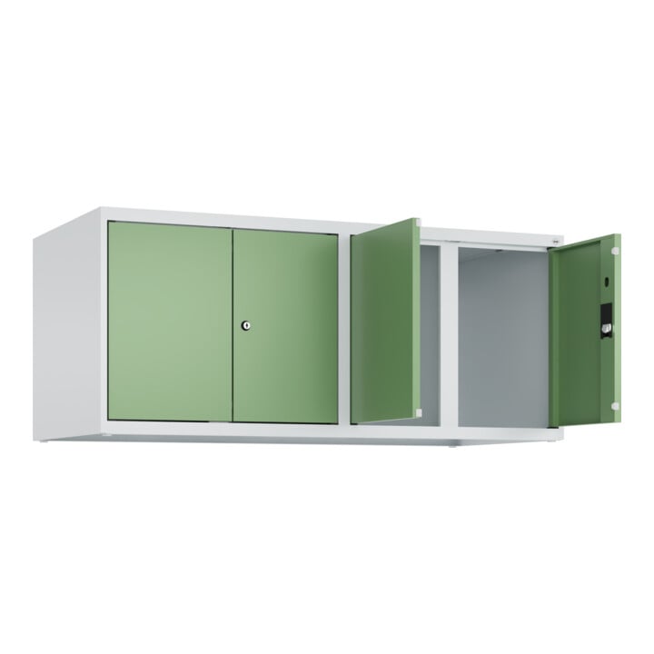 C+P Aufsatzschrank Classic PLUS, 4 Abteile, 500x1200x500mm, 7035/6011 Verschluss Zylinderschloss