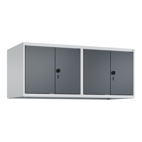 C+P Aufsatzschrank Classic PLUS, 4 Abteile, 500x1200x500mm, 7035/7016 Verschluss Sicherheits-Drehriegel