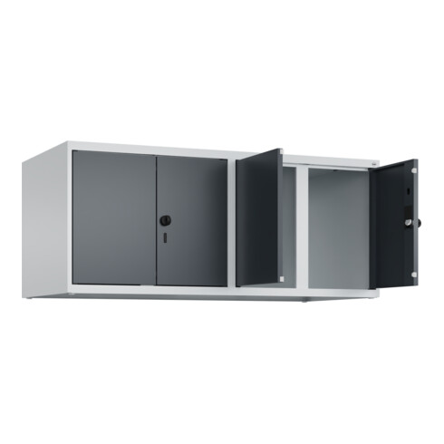 C+P Aufsatzschrank Classic PLUS, 4 Abteile, 500x1200x500mm, 7035/7016 Verschluss Sicherheits-Drehriegel