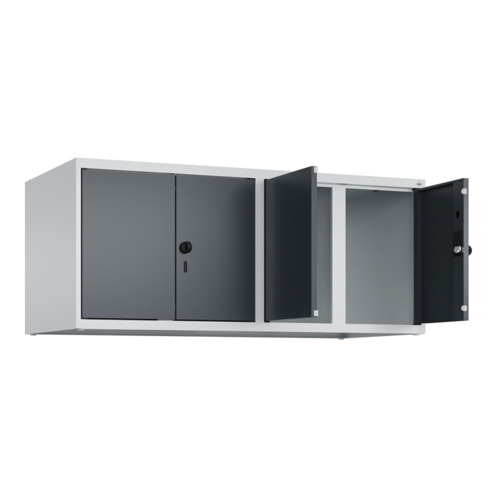 C+P Aufsatzschrank Classic PLUS, 4 Abteile, 500x1200x500mm, 7035/7016 Verschluss Sicherheits-Drehriegel