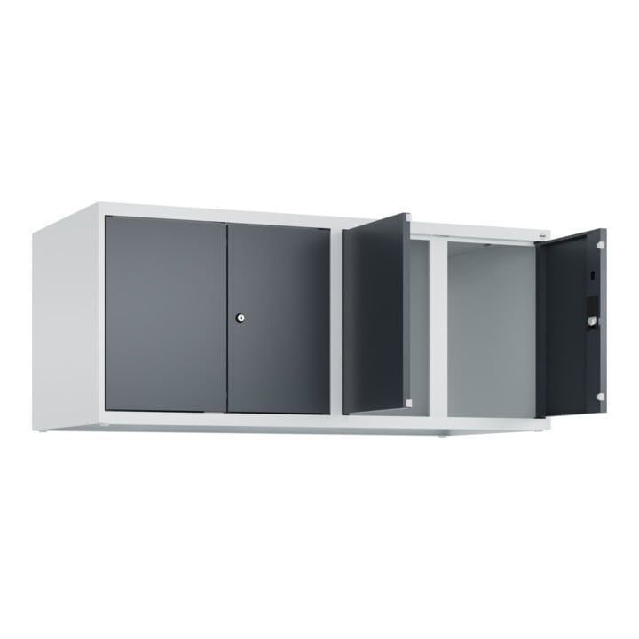 C+P Aufsatzschrank Classic PLUS, 4 Abteile, 500x1200x500mm, 7035/7016 Verschluss Zylinderschloss