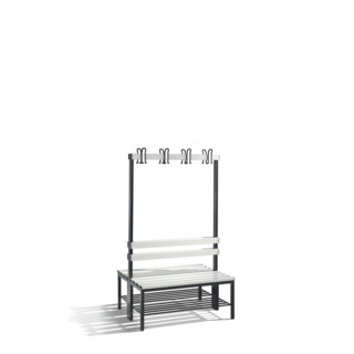 C+P Banc d'armoire double face Basic avec support à chaussures, H1650xL1000xP756mm, gris noir/gris clair