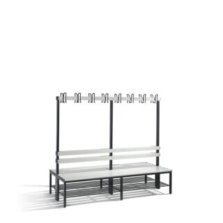 C+P Banc d'armoire double face Basic avec support à chaussures, H1650xL1960xP756mm, noir gris/gris clair