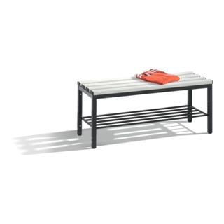 C+P Banquette du vestiaire Basic avec support à chaussures, H420xL1000xP353mm Barre d'appui en couleur gris clair Cadre en couleur gris noir gris noir