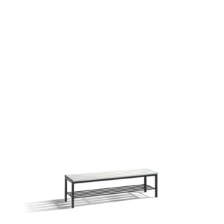 C+P Banquette du vestiaire Basic avec support à chaussures, H420xL1500xP353mm Barre d'appui en couleur gris clair Cadre en couleur gris noir gris noir
