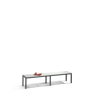 C+P Banquette du vestiaire Basic, H420xL1960xP353mm Couleur des baguettes de siège gris clair Couleur gris clair Cadre noir gris noir