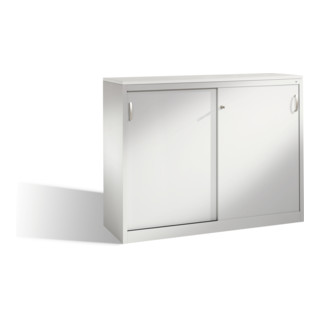 C+P File sideboard Acurado à portes coulissantes avec cloison centrale Façade aluminium blanc 1600 mm