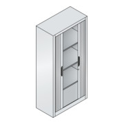 C+P Buffet à dossiers Omnispace avec volet roulant, 4 hauteurs de dossiers, H1660xL800xP420mm façade gris clair corps gris clair-2